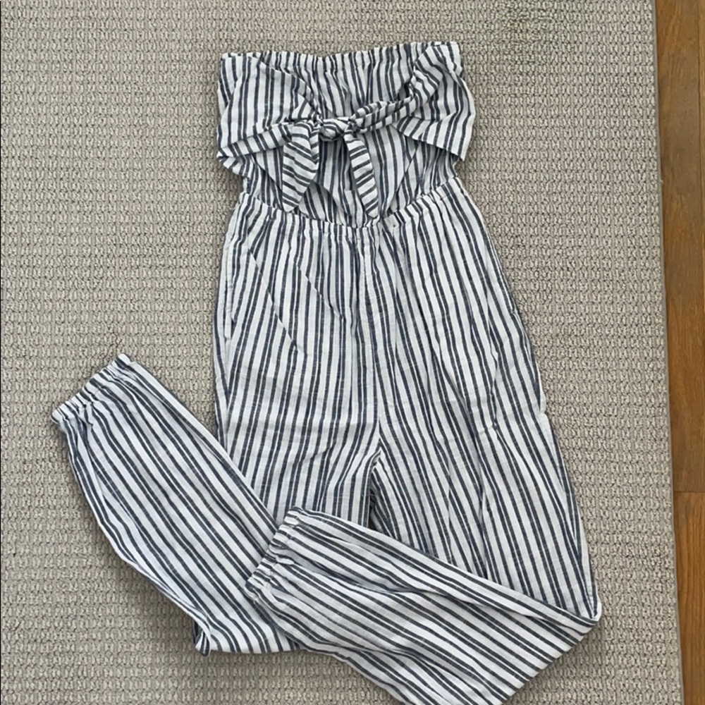 aerie striped jumpsuit